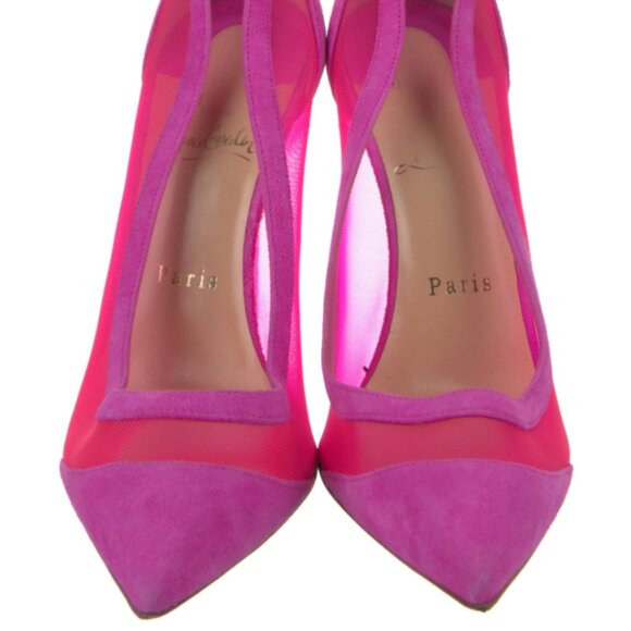 Christian Louboutin Rete Galativi 100 Pumps – Pink Suede & Mesh - Sz 40.5 - Picture 1 of 4